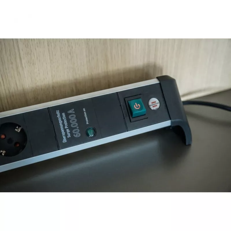 Pagarinātājs Brennenstuhl Alu-Office-Line 1391020600 3m 6 kontaktligzdas Melns Sudrabs