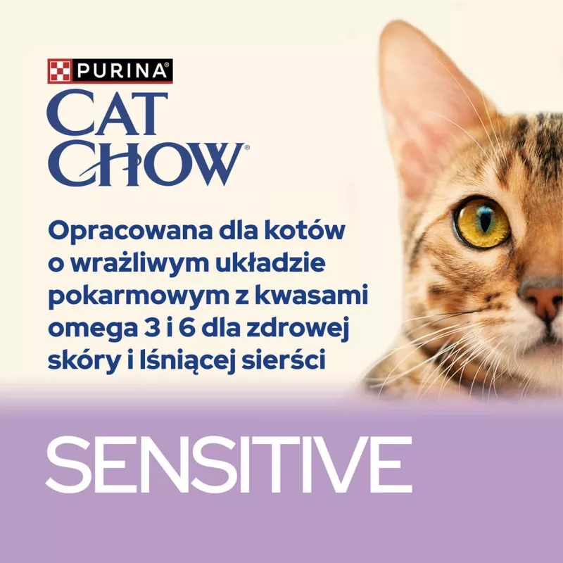 Purina Cat Chow Sensitive Gig ar lasi un cukini mērcē - Mitrā barība kaķiem - 85 g
