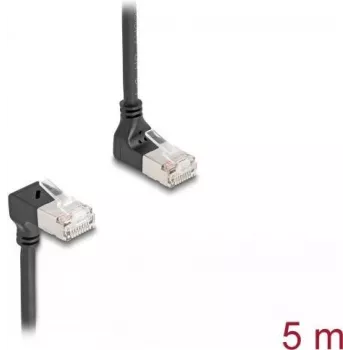DeLOCK RJ45 tīkla kabelis Cat.6A S/FTP Slim 90° 5m Melns
