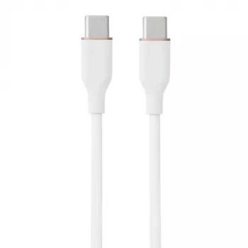 Silikona kabelis USB Type-C – Type-C, 60W (Balts, 3m)