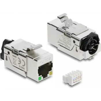 Keystone modulis DELOCK 86610 — plakans nerūsējošā tērauda RJ-45, 16.4×37.5×22 mm