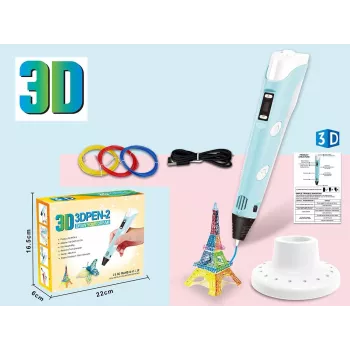 3D pildspalva ar filamentu komplektu un USB barošanas kabeli