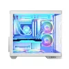 PC korpuss MODECOM Volcano Panorama Midi Tower balts — micro ATX, rūdīts stikls, ARGB, USB-C, atbalsta GPU līdz 400 mm