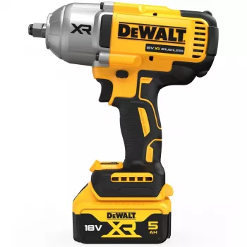 Triecējuzgriežņu atslēga DeWALT DCF900P2T-QW 1/2 collu bezsuku 18 V, 1898 N·m, 5 Ah akumulators, 2 akumulatori, lādētājs, maciņš