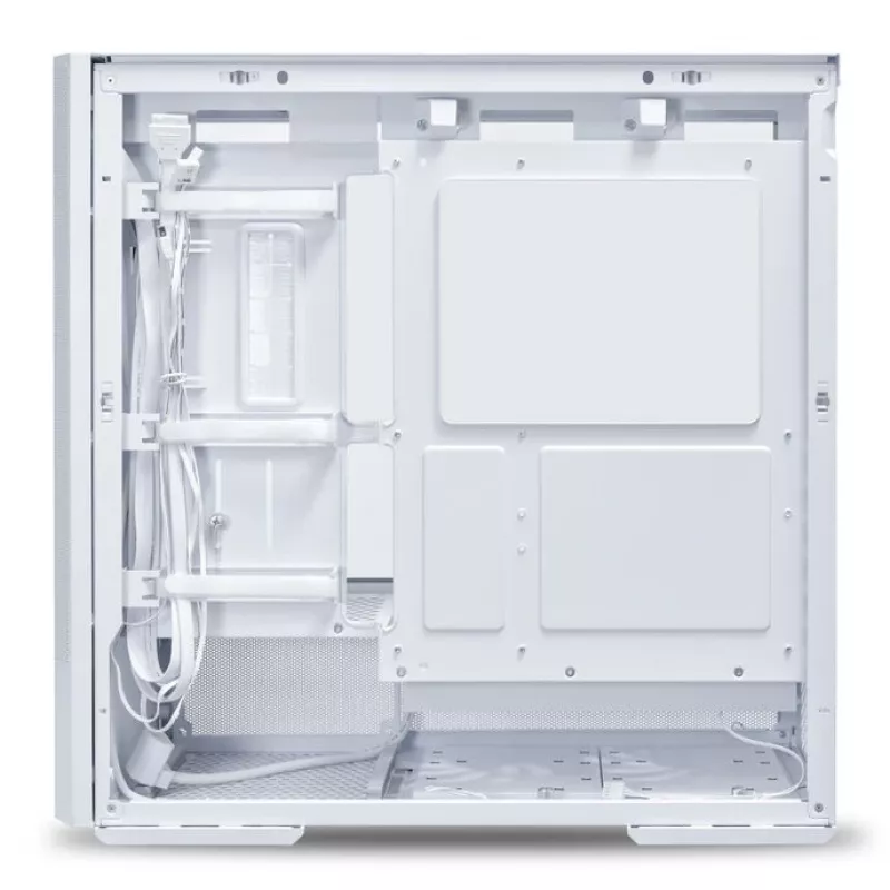 MidiTower korpuss Lian Li LANCOOL 207 — balts, caurspīdīgs panelis, atbalsta ATX/MicroATX/MiniITX, bez barošanas bloka
