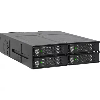 ICY DOCK ToughArmor MB720MK-B V3 - 4x PCIe 4.0 M.2 NVMe uz 4x OCuLink 5.25 collu nodalījuma mobilais plaukts, metāls, melns, ar atslēgas slēdzi (tri-mode saderīgs)