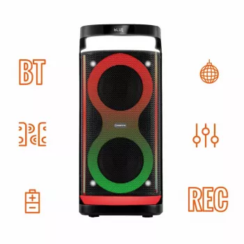 Portatīvais skaļrunis MANTA SPK0601B100, 100 W, Bluetooth, karaoke, bezvadu mikrofons, akumulators, ekvalaizers, disko apgaismojums