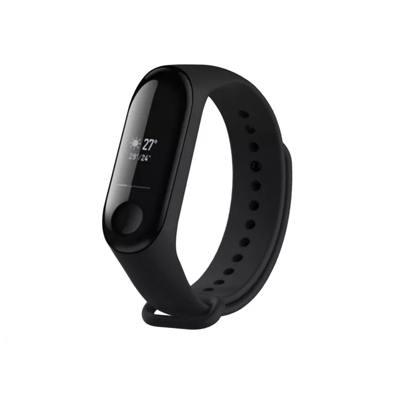 Silikona siksniņa FIXED Xiaomi Mi Band 3/4 — Melna, nomaiņas elastīga izturīga