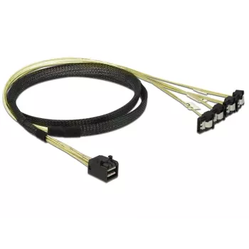 SCSI kabelis DeLOCK 85685 Melns Dzeltens 1 m 1 x Mini SAS HD SFF-8643 4 x SATA 7 kontaktu