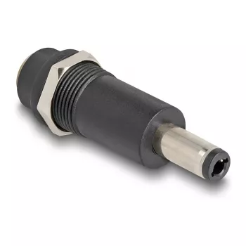 Adapteris DELOCK DC 5.5 x 2.1 mm (sieviete) uz DC 5.5 x 2.5 mm (vīrietis), melns