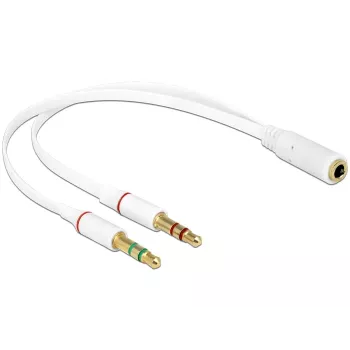 Audio kabelis DeLOCK 65585 0.2m 2x3.5mm vīrietis uz 3.5mm sieviete balts