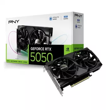 Grafikas karte PNY GeForce RTX 5050 — 8 GB GDDR6, 2317 MHz, 128 bitu, PCIe x8 5.0, divu ventilatoru dzesēšana