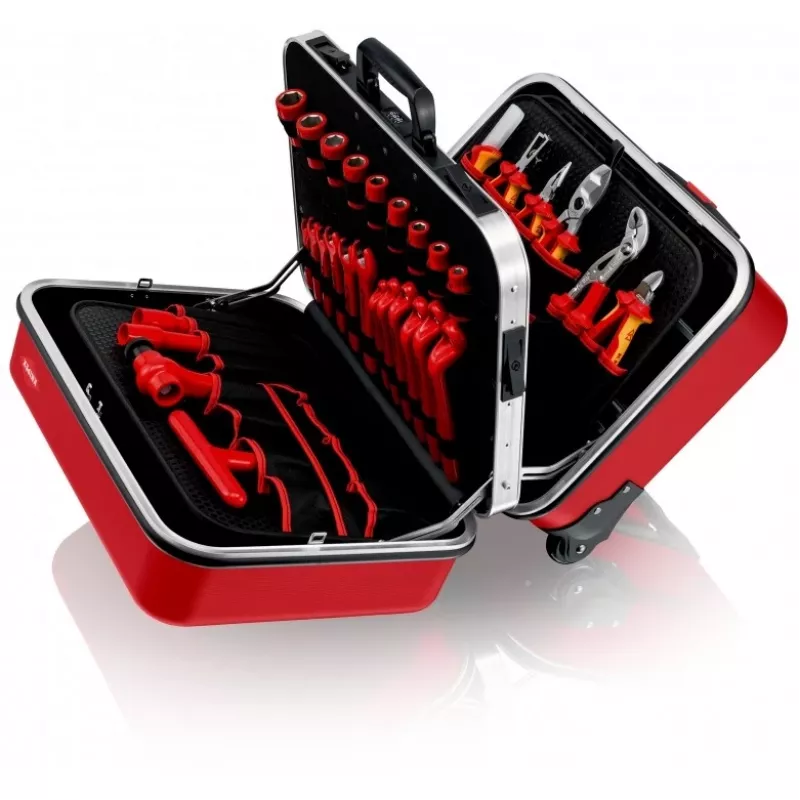 KNIPEX 98 99 15 instrumentu koferis, melns/sarkans, ABS/alumīnijs, 490 x 210 x 370 mm