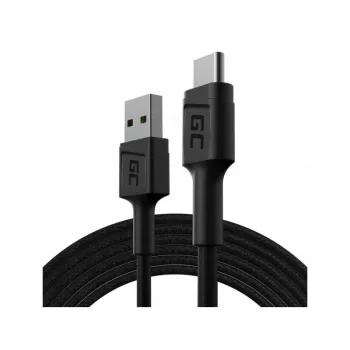 USB kabelis Green Cell KABGC22 USB 2.0 1.2m USB A USB C Melns