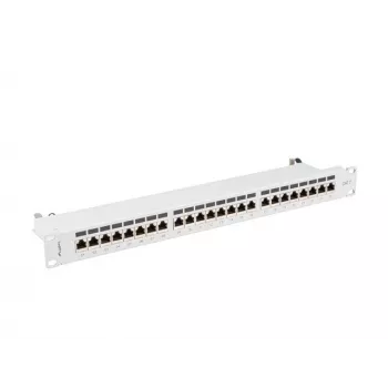 Patch panel 1U LANBERG PPS7-1024-S — 24 porti, Cat7, F/UTP, metāls, 1U (445×102×44.5 mm)