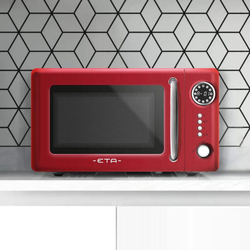 ETA Storio Red Solo galda mikroviļņu krāsns — 20 L, 700 W, 5 jaudas līmeņi, 245 mm pagriežamais šķīvis