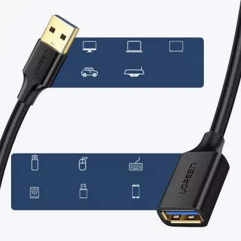 Ugreen pagarinātāja kabelis USB 3.0 (sieviete) uz USB 3.0 (vīrietis) 2m (melns)