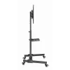 TV statīvs GEMBIRD TVS-55T-01 32–55 collu televizoriem, tērauds, augstuma regulējams VESA 100x100–400x400, slīpums, riteņi, max slodze 35 kg