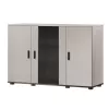 Kumode Cama Meble SOHO 120×41×80 cm — smilškrāsas fasādes, melns rāmis