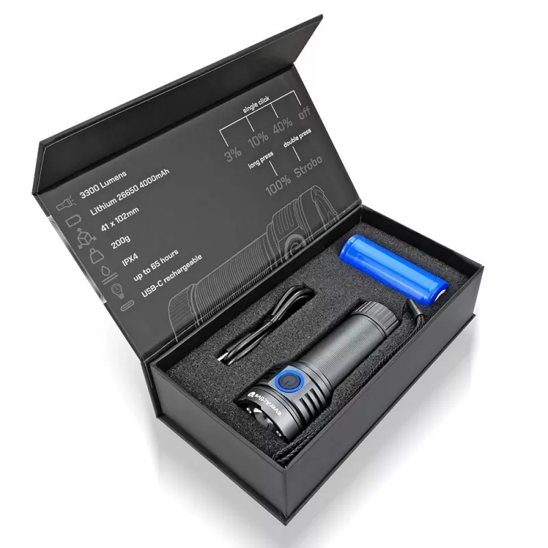 LED lukturis everActive LUMINATO R FL-3300R — 3300 lūmeni, uzlādējams