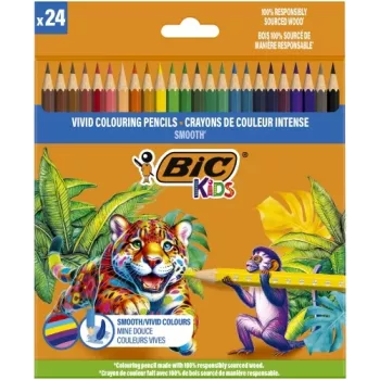 BIC Krāsainie zīmuļi Kids Smooth 24 krāsu komplekts