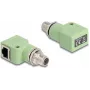 Delock 60683 M12 X-coded 8-pin male to RJ45 female adapter, Cat.5e, 90° leņķa, zaļš