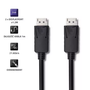 DisplayPort kabelis Qoltec 50373 2 m Melns