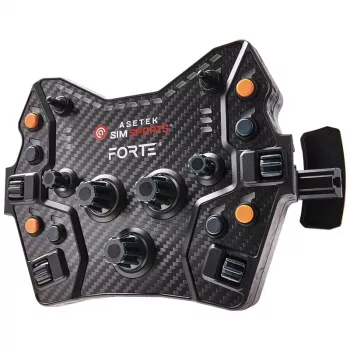 Pogu panelis Asetek SimSports Forte GT — kompakts sacīkšu vadības bloks ar konfigurējamām pogām un rotācijas kodētājiem