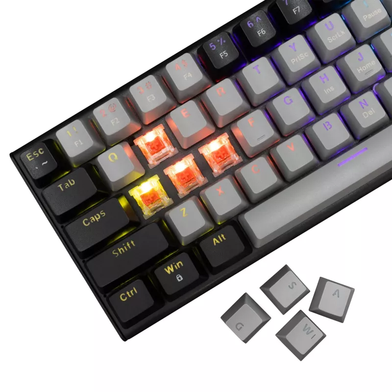 Mehāniskā spēļu tastatūra White Shark WAKIZASHI-2 US izkārtojums pelēki-melna ar sarkanajiem slēdžiem