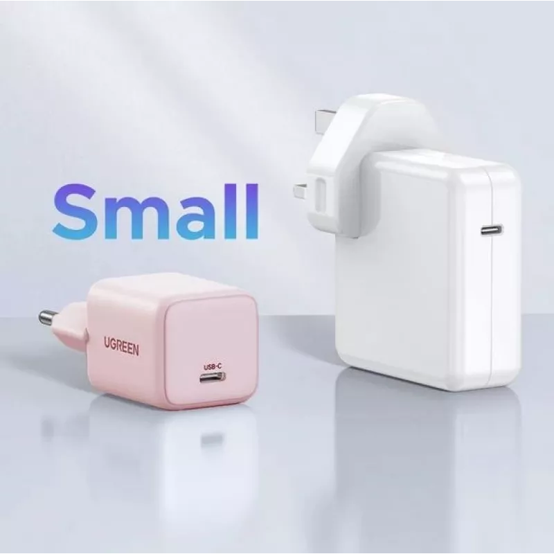 Strāvas adapteris UGREEN X512 20 W USB-C PD ātrā uzlāde, rozā, 100–240 V ieeja, 1× USB-C
