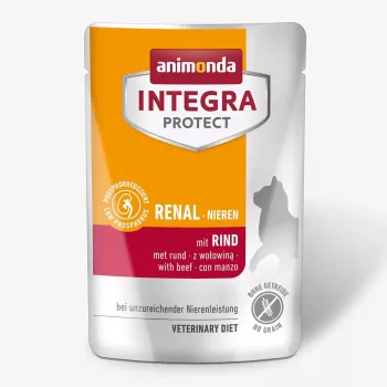Slapjā barība kaķiem animonda Integra Protect Beef Renal Adult bezgraudu 85 g paciņa