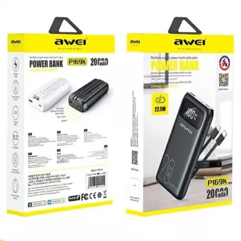 Awei Powerbank 20000mAh P169 K 22.5W USB-C + Apple kabelis