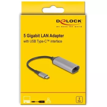 DeLOCK 81570 Kabeļa dzimuma mainītājs USB Type-C uz RJ-45 0,15m Antracīts