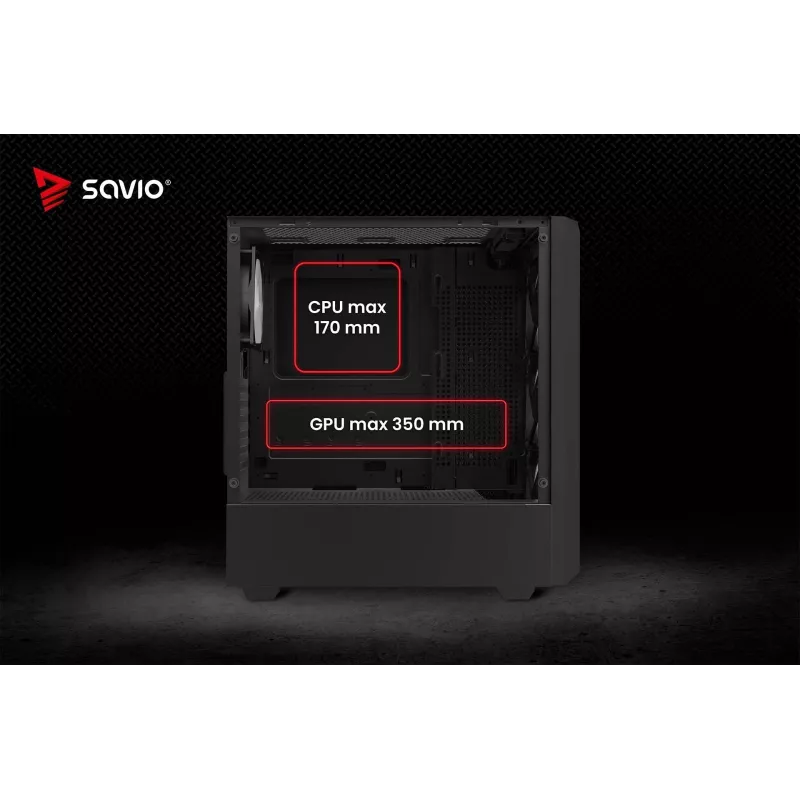 Datora korpuss Savio Noctis Glass RGB Cube, ATX/Micro-ATX/Mini-ITX, rūdīta stikla priekšpuse, RGB ventilatori, melns