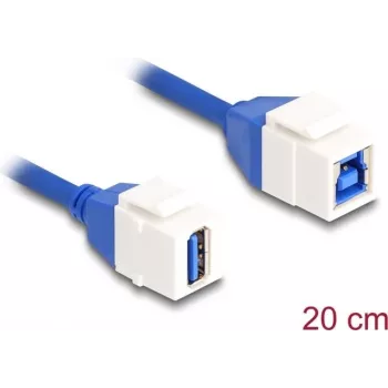 DeLOCK Keystone moduļa kabelis USB 5 Gbps Type-A sievišķais uz Type-B sievišķais 20 cm zils