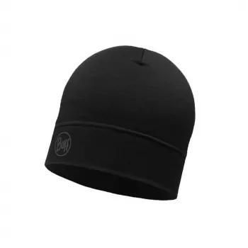 BUFF MERINO LIGHTWEIGHT BEANIE SOLID BLACK vienā izmērā cepure Standarta