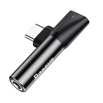 Baseus Audio Adapter USB-C uz Mini Jack 3.5mm + USB-C (melns)
