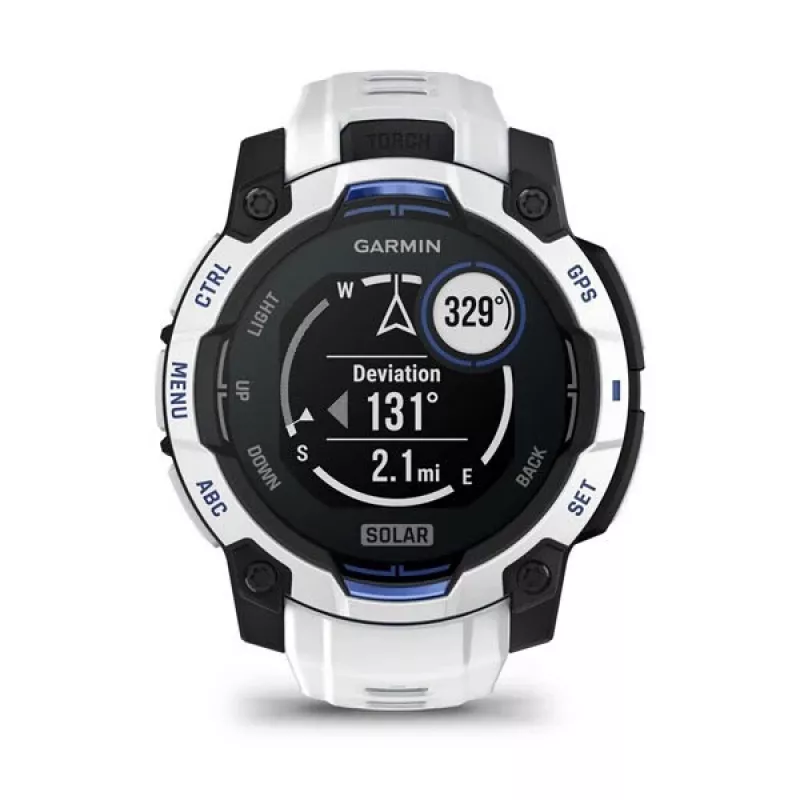 Garmin Instinct 3 Solar viedpulkstenis, 45 mm, Black/Stone White, silikona siksniņa (010-02934-03)