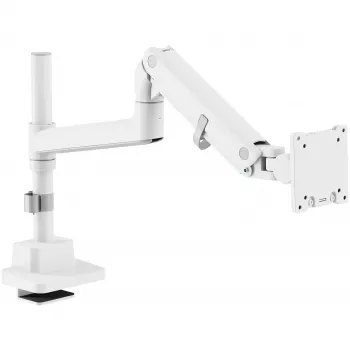 Monitora stiprinājums DIGITUS Single, skava, 57 collas maks., 27 kg ietilpība, VESA 75x75–100x100, balts