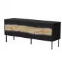 TV skapis INSERTO 3D 143.5x40x61.5 cm melns ar LED, skaidu plātnes virsma