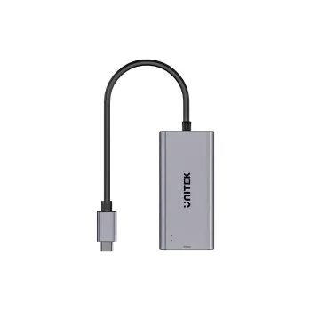 USB-C uz RJ45 adapteris Unitek U1343AGY01 — 5 Gbps Ethernet, USB-C (vīrišķais) uz RJ45 (sieviešu), pelēks, 0,15 m kabelis