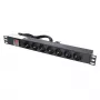 Strāvas sadalītājs Extralink 19 inch 1U 7 kontaktligzdas EU tipa PDU ar slēdzi