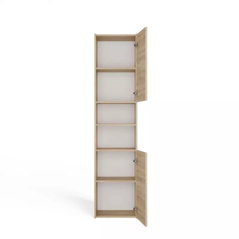Vannas istabas uzglabāšanas skapis Top e shop S40 SONOMA — Ozola rāmis, brīvi stāvošs, 6 plaukti, 400×300×1700 mm
