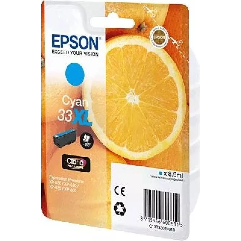 Epson C13T33624010 oriģinālā ciāna tintes kasetne, 8,9 ml, 650 lpp., 1 gab.