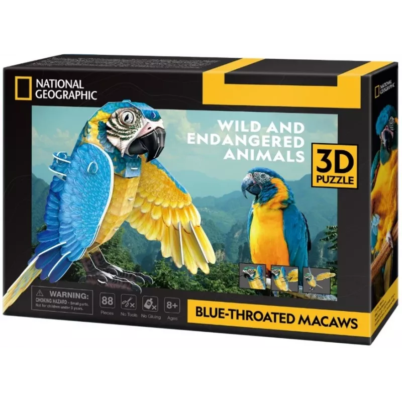 3D Puzle cubicfun Zilrīkles Ara, 88 gabali, modelis 306-DS1097H