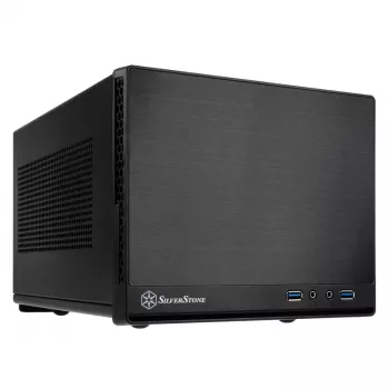 SilverStone SUGO 13 - Galddators - Mini-DTX - bez Barošanas Bloka (AT/PS/2) - Melns - USB/Audio (SST-SG13B-Q)