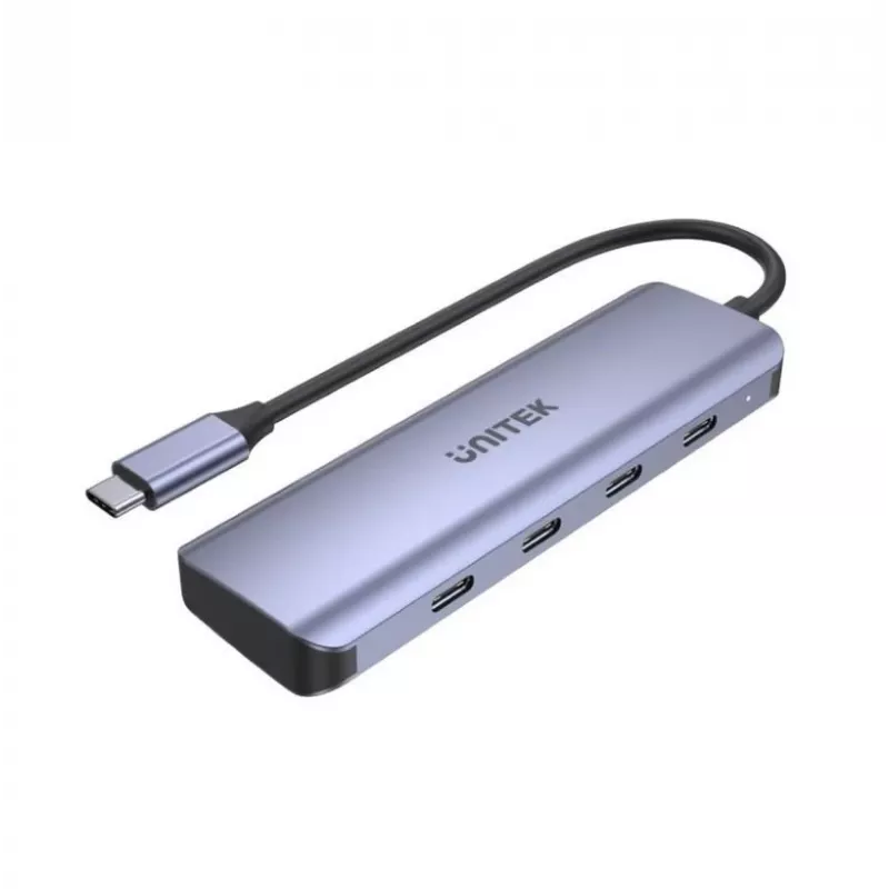 UNITEK uHUB Q4 USB-C centrmezgls 4 porti 5000 Mbit/s Pelēks