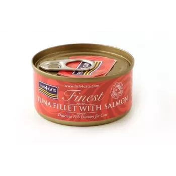 Slapjā barība kaķiem FISH4DOGS Tuncis ar lasi 70 g paciņa, pieaugušiem kaķiem, zivju garša, 85% mitrums