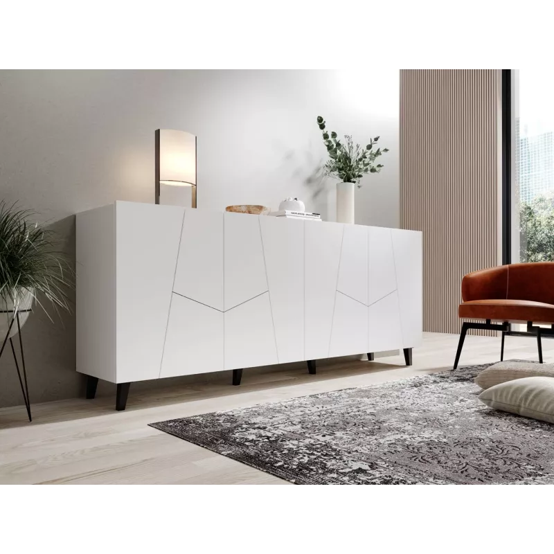 Kumode Cama Meble ETNA 200x42x82 cm, balts matēts, skaidu plātne, 16 mm rāmis