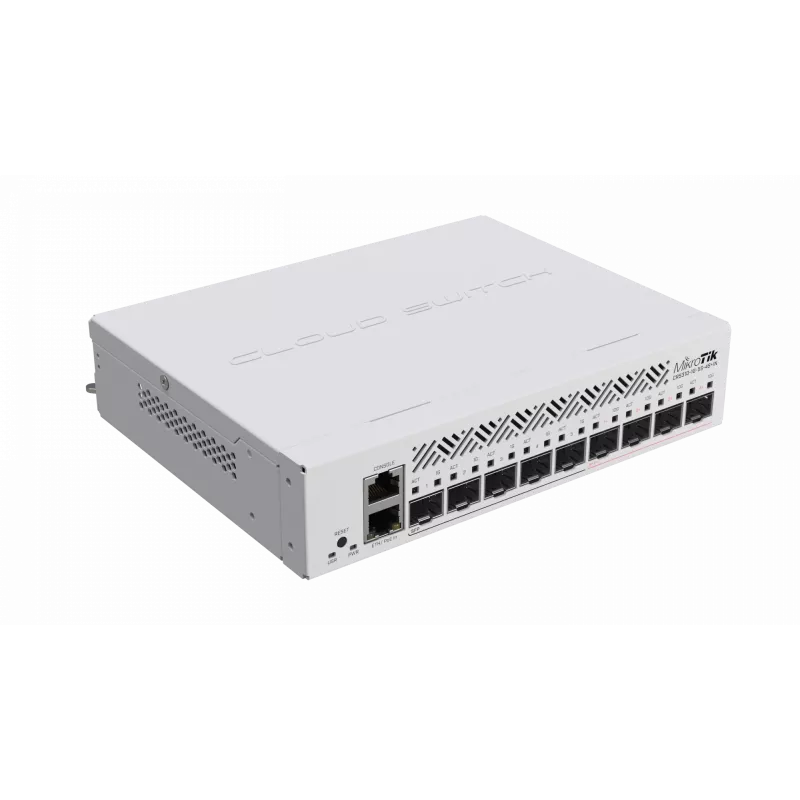 MikroTik CRS310-1G-5S-4S+IN pārvaldāms L3 tīkla slēdzis — 1U, 1x Gigabit, 5x SFP, 4x SFP+, 10G, DC/PoE 18–57V, 20W max